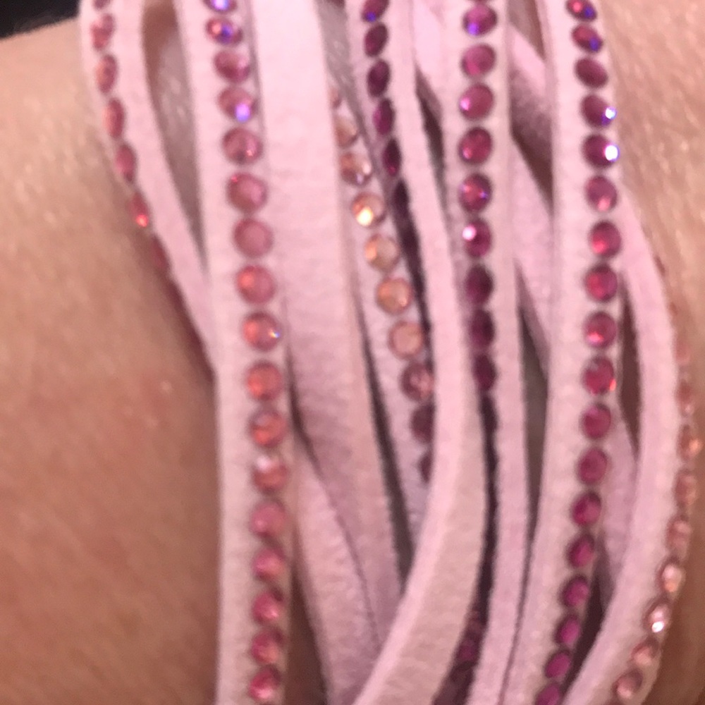 Touchstone Crystal by Swarovski pink wrap around bracelet.  Length 23 1/2 inches